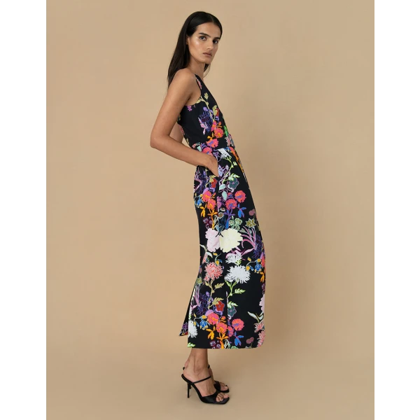 Jules Taffeta Midi Dress  Jardin Black - Image 5