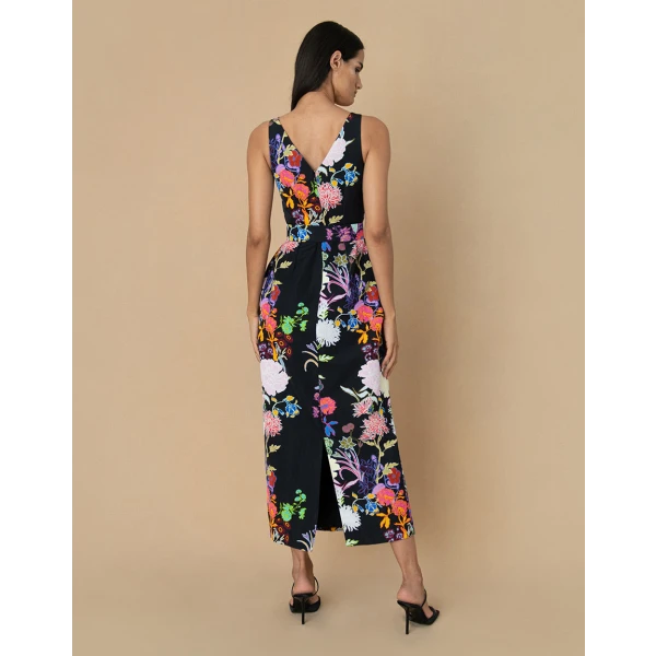 Jules Taffeta Midi Dress  Jardin Black - Image 6