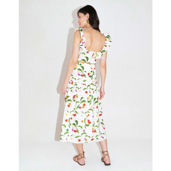June Cotton Midi Skirt  Cherry White - Image 5