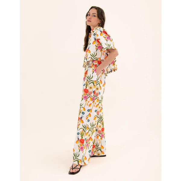 Melia Cotton Trouser  Vila Floral White - Image 4