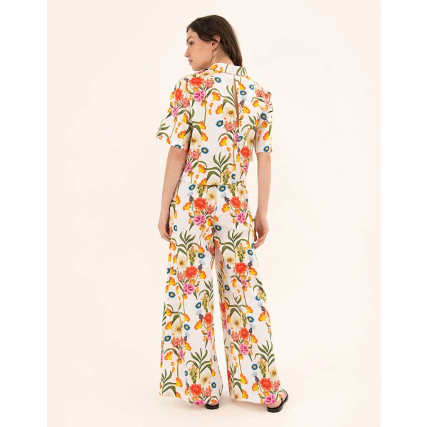 Melia Cotton Trouser  Vila Floral White - Image 5