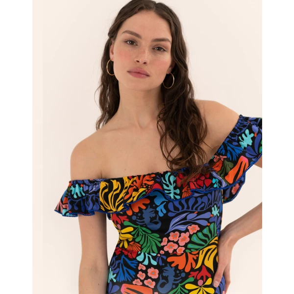 Nalani Cotton Mini Dress  Sea Sunbath Black - Image 6
