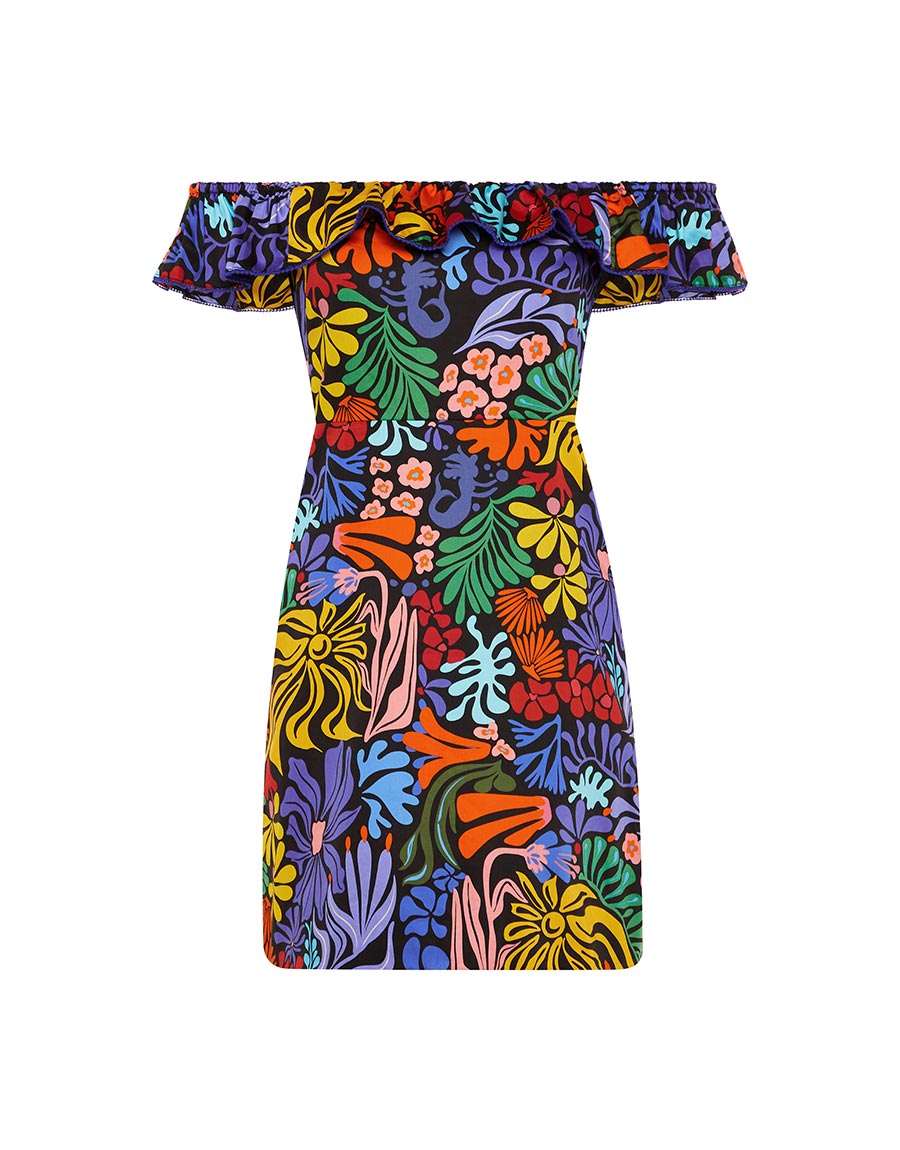 Borgo de Nor Nalani Cotton Mini Dress  Sea Sunbath Black