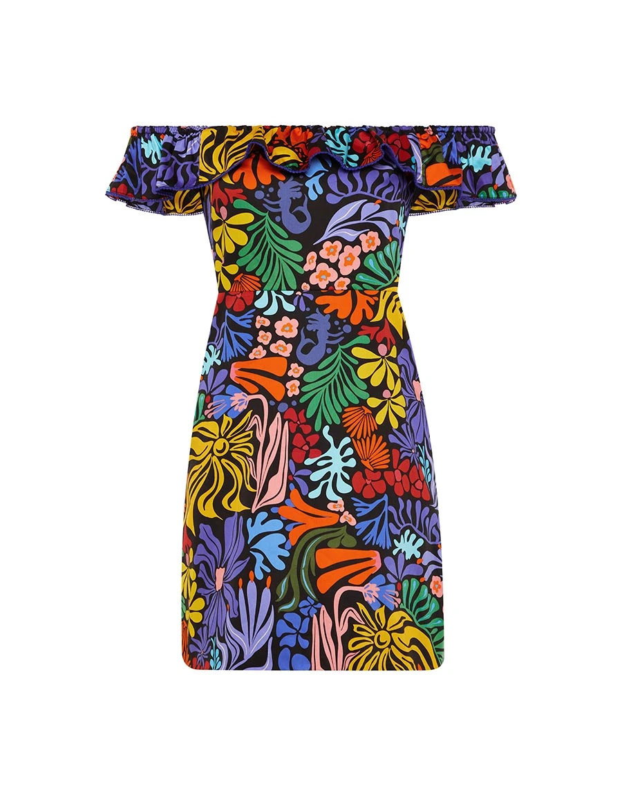 Borgo de Nor Nalani Cotton Mini Dress Sea Sunbath Black Borgo de Nor