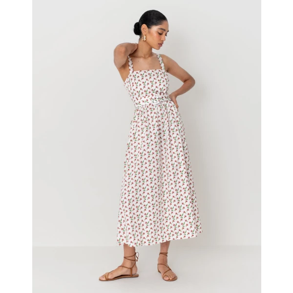 Ninet Cotton Midi Dress  Floral Pink - Image 4