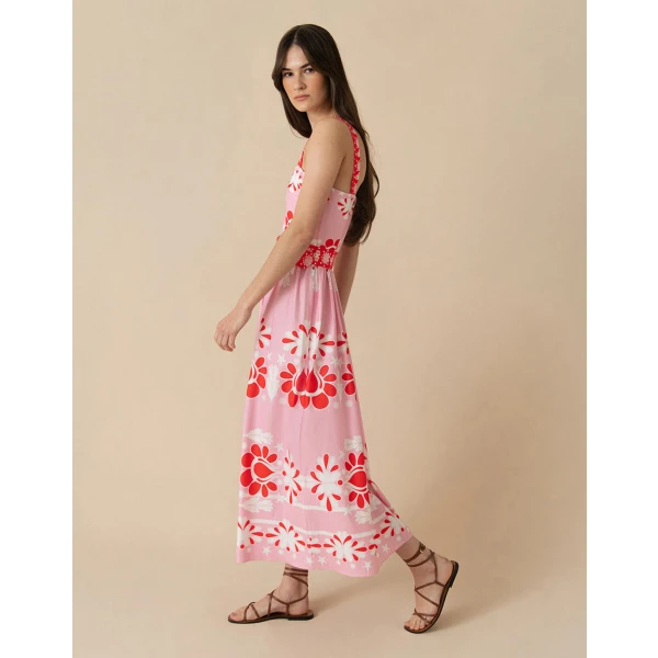 Ninet Cotton Midi Dress  Geo Flower Pink - Image 4