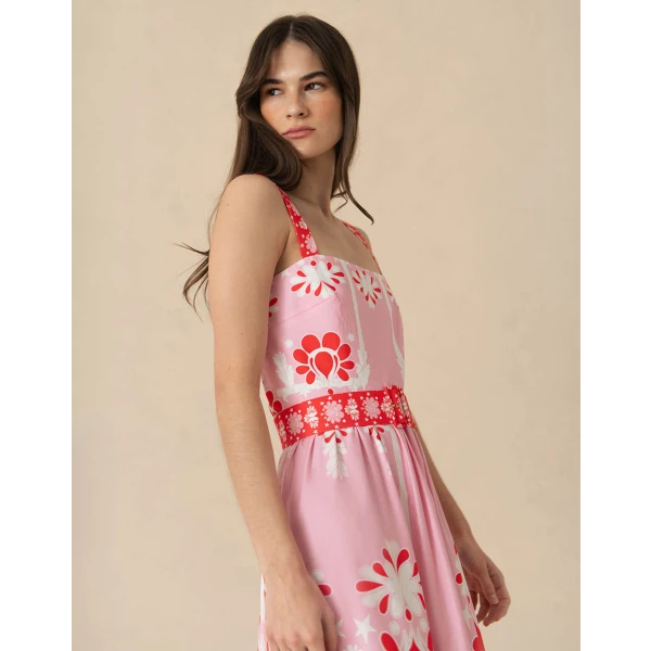 Ninet Cotton Midi Dress  Geo Flower Pink - Image 6