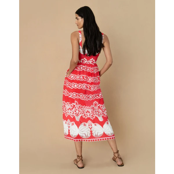 Ninet Lace Midi Dress  Red - Image 6