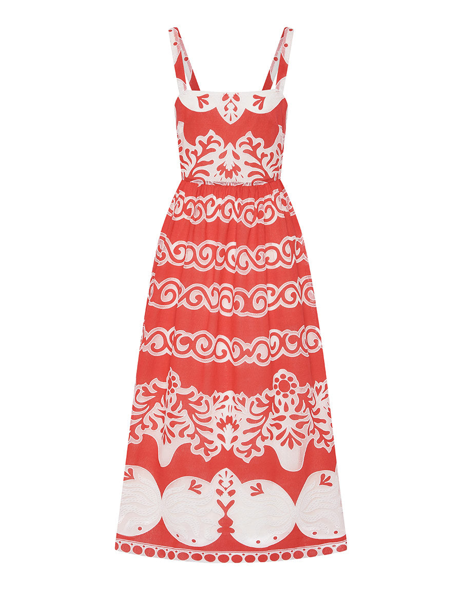Borgo de Nor Ninet Lace Midi Dress  Red