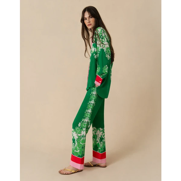 Nova Crepe Shirt  Geo Flower Green - Image 4
