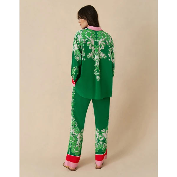 Nova Crepe Shirt  Geo Flower Green - Image 5