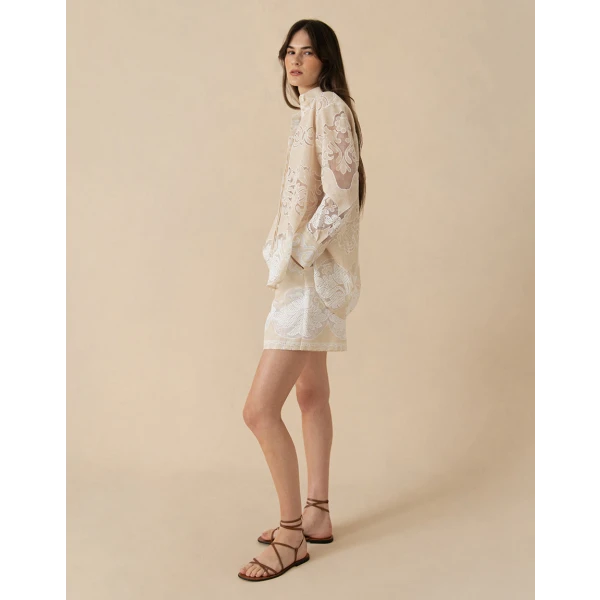 Nova Raschel Shirt  Beige   White Lace - Image 4