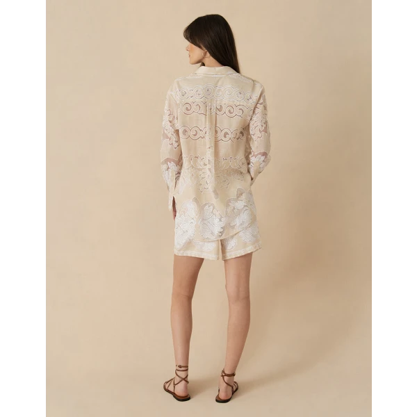 Nova Raschel Shirt  Beige   White Lace - Image 5