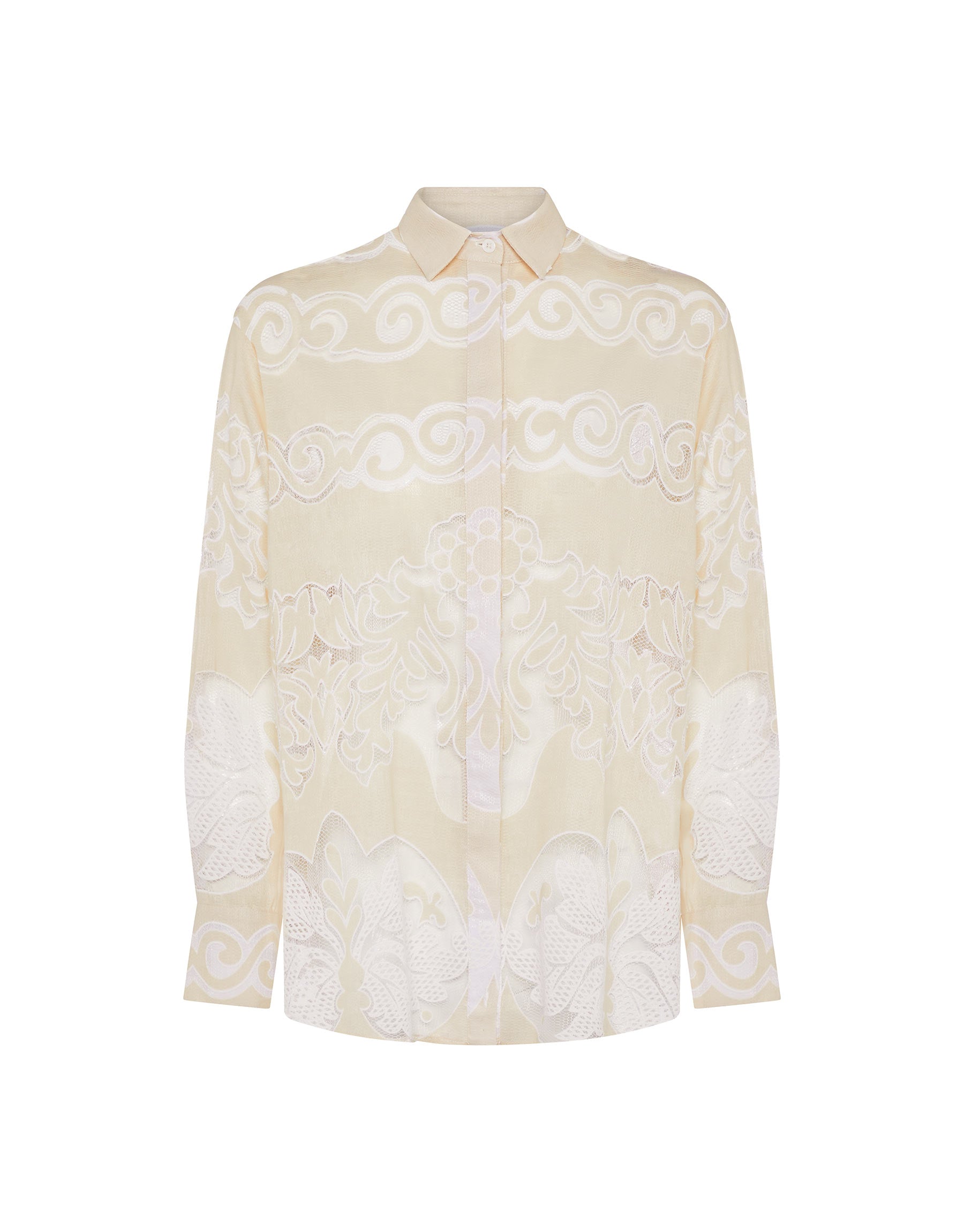 Borgo de Nor Nova Raschel Shirt  Beige   White Lace