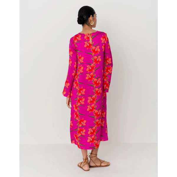 Phoenix Hammered Satin Midi Dress  Lily Fucshia - Image 6