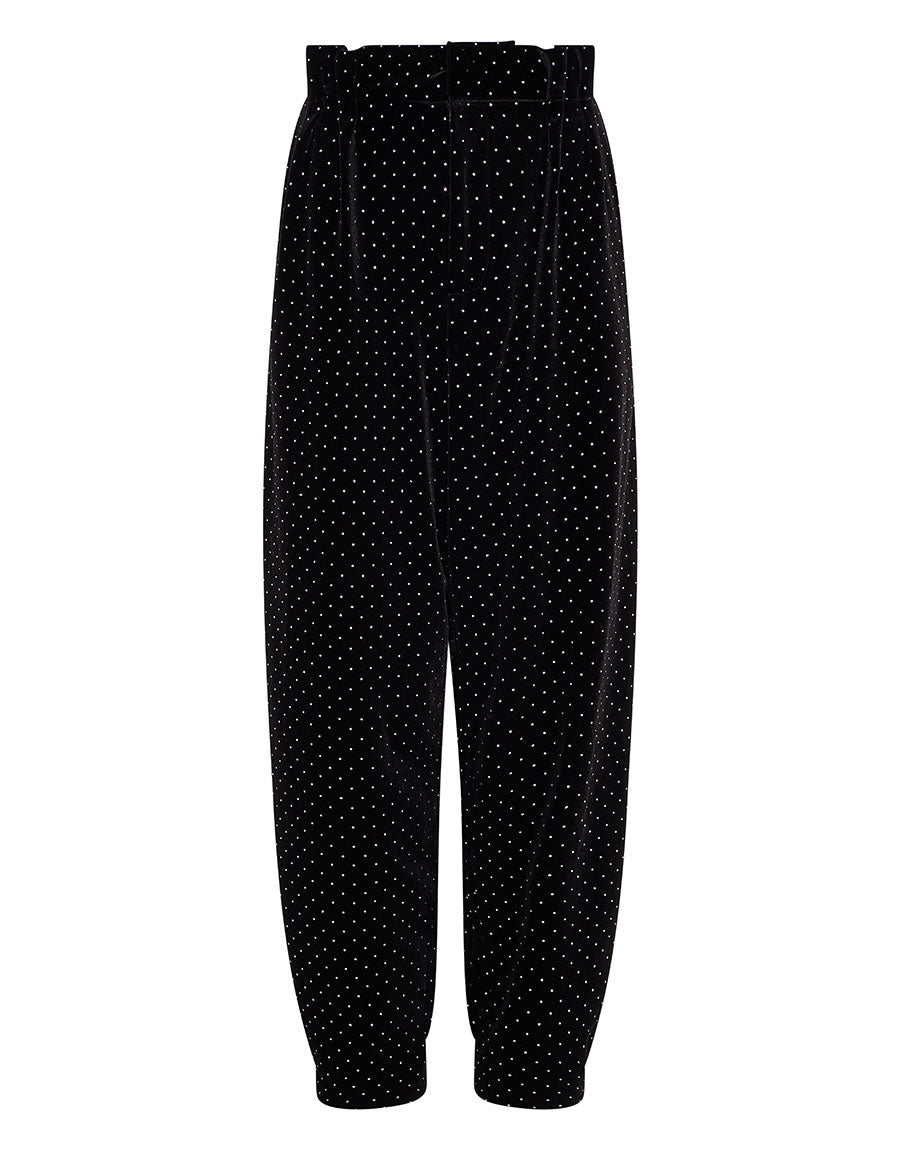 Borgo de Nor Raven Velvet Trouser  Crystal Black
