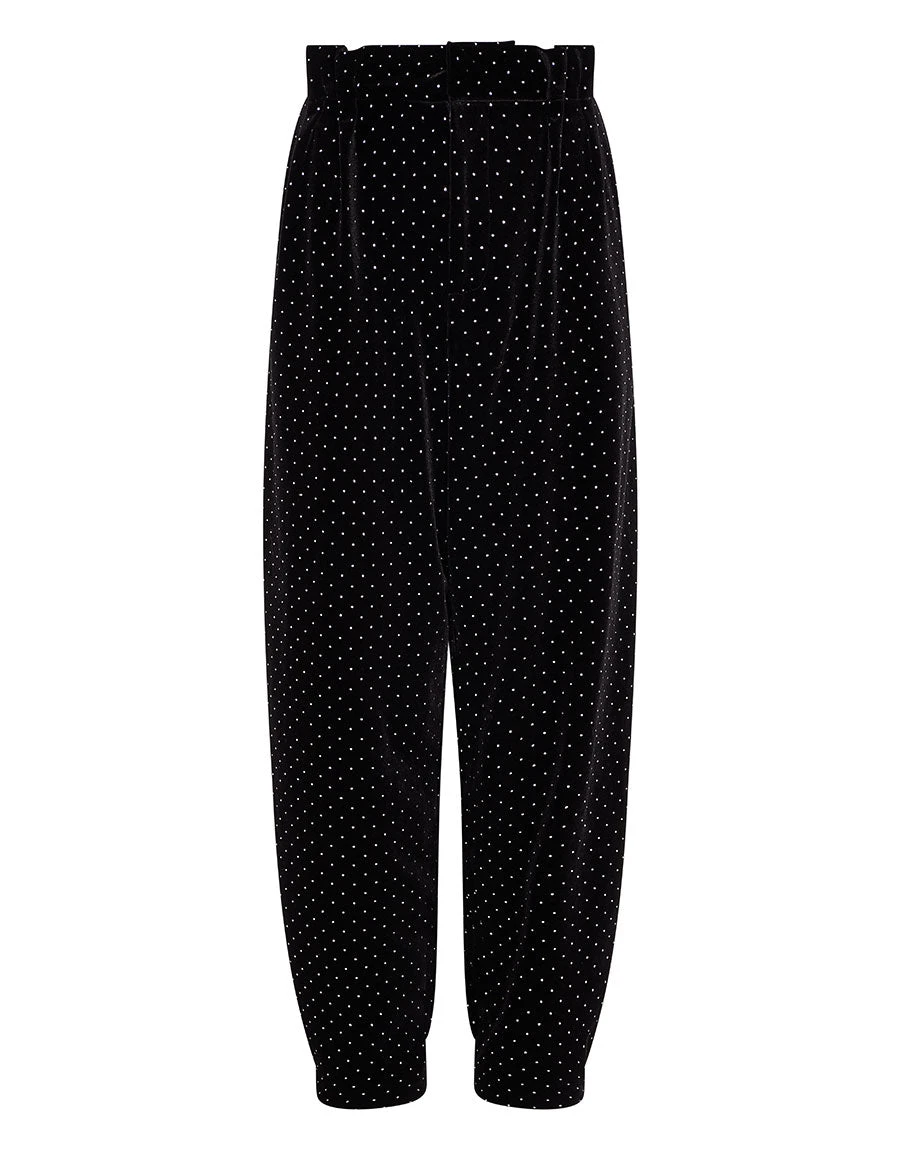 Borgo de Nor Raven Velvet Trouser Crystal Black Borgo de Nor