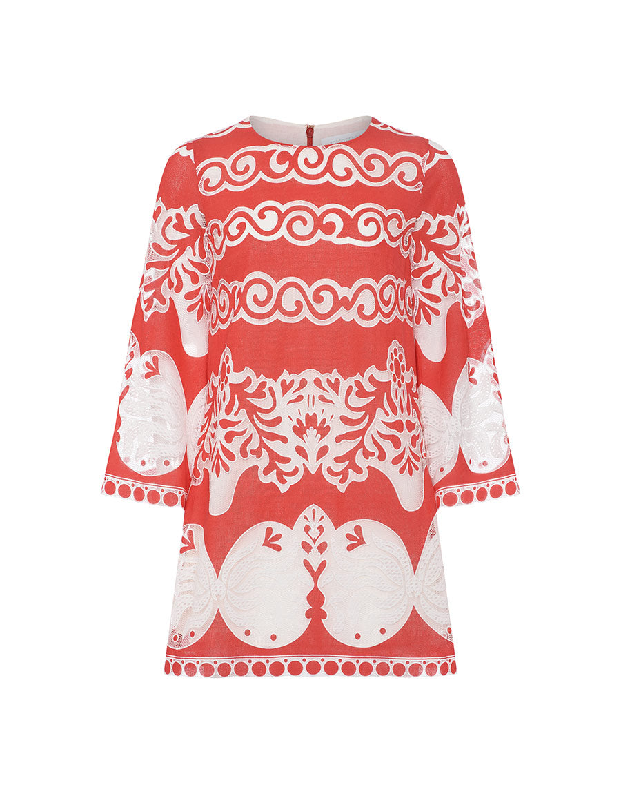 Borgo de Nor Stevie Lace Mini Dress  Red