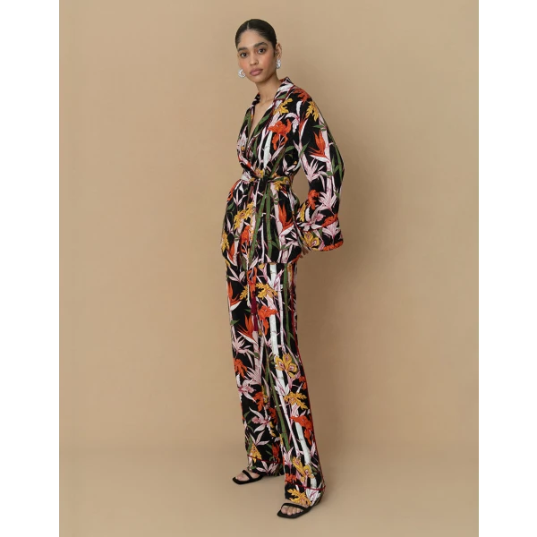 Una Satin Jacquard Jacket  Bamboo Black - Image 4