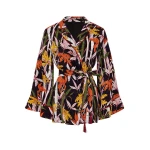 Borgo de Nor Una Satin Jacquard Jacket Bamboo Black Borgo de Nor
