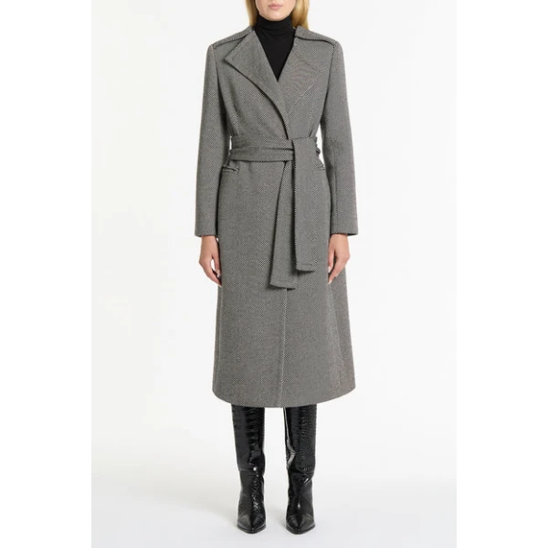 Bias Stripe Twill Belted Coat - Image 2