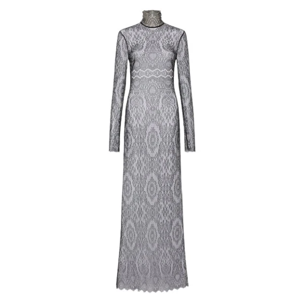 Black Chantilly Lace Sleeved Gown