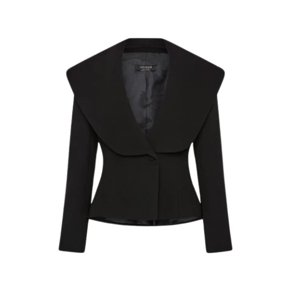 Black Crepe Mantello Jacket