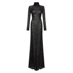 Black Crushed Sequin Skivvy Gown