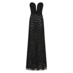 Black Lurex Encrusted Sheer Gown