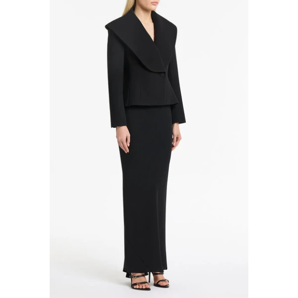 Black Crepe Mantello Jacket - Image 4