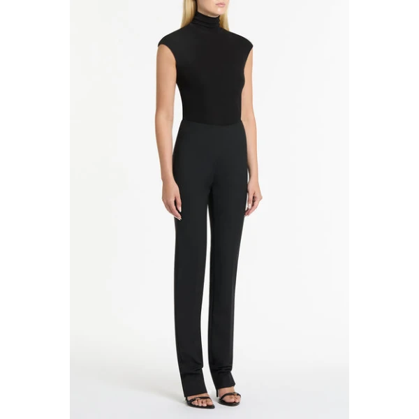 Black Double Wool Stretch Slim Pant - Image 4