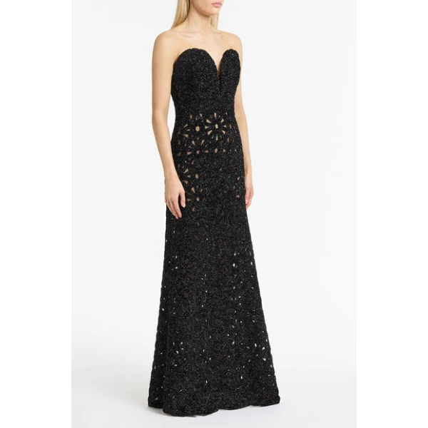 Black Lurex Encrusted Sheer Gown - Image 4