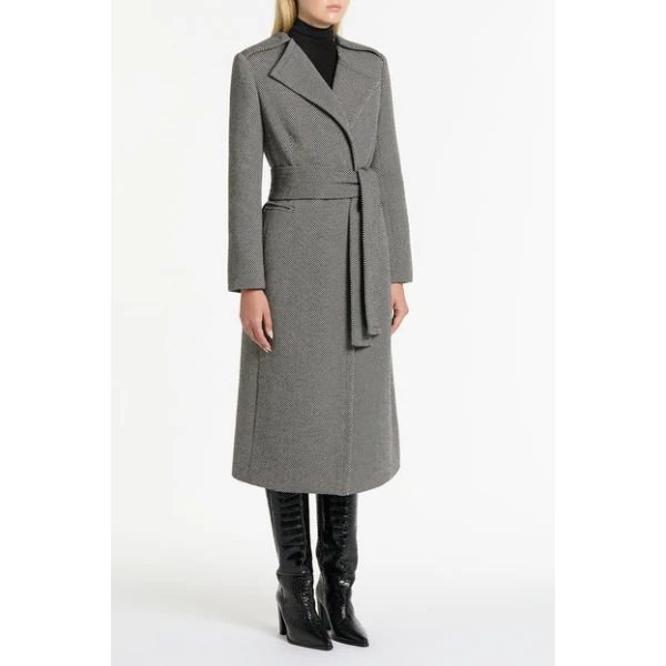 Bias Stripe Twill Belted Coat - Image 4