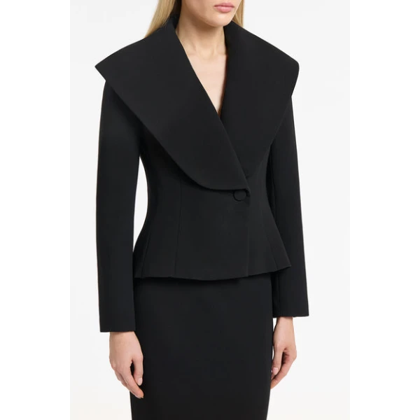 Black Crepe Mantello Jacket - Image 5
