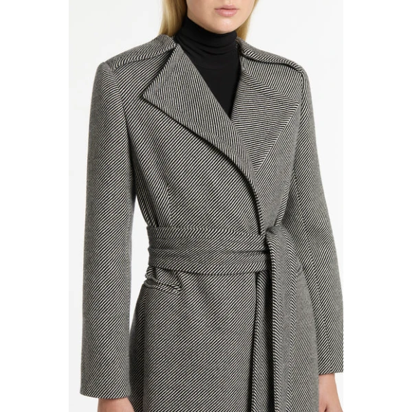 Bias Stripe Twill Belted Coat - Image 5