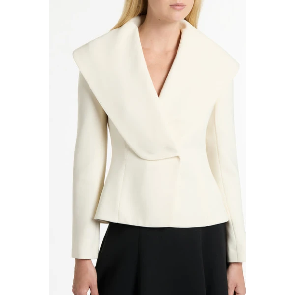 Ivory Crepe Mantello Jacket - Image 5