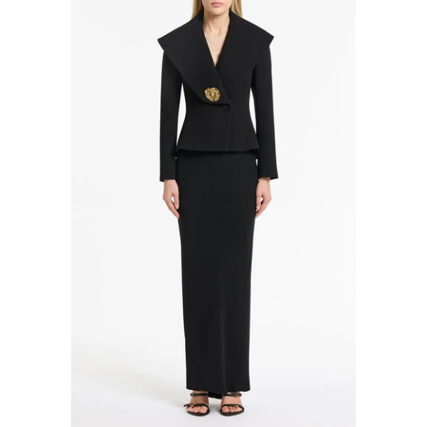 Black Crepe Mantello Jacket - Image 6