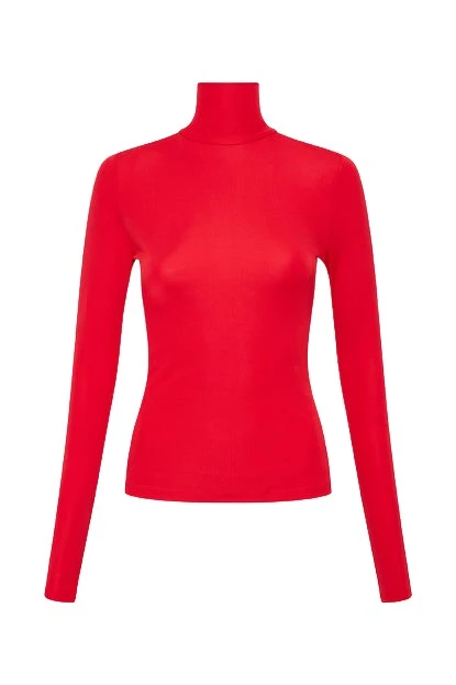 Carla-Zampatti-646063_nobg Red Matte Jersey Skivvy - Image 1
