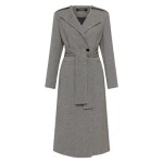 Bias Stripe Twill Belted Coat