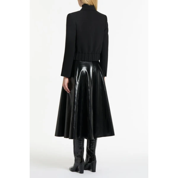 Black Crepe Bomber Jacket - Image 3