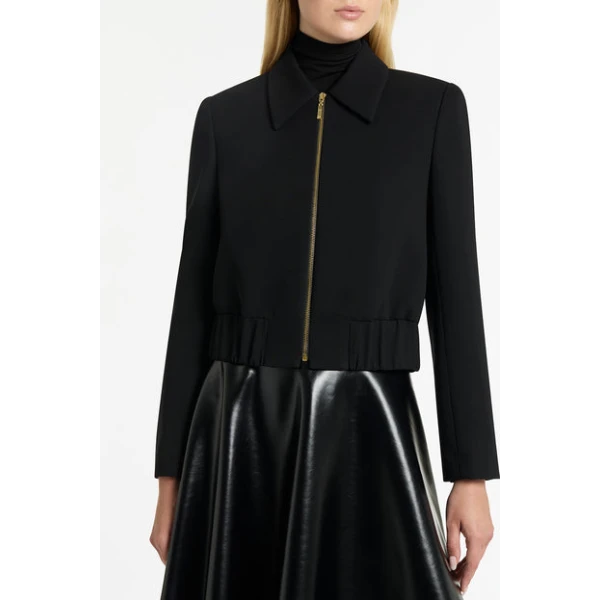 Black Crepe Bomber Jacket - Image 5