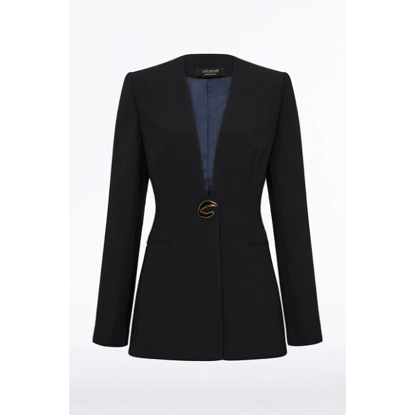 Black Crepe C Blazer - Image 5