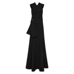 Black Crepe Fascia Cross Gown
