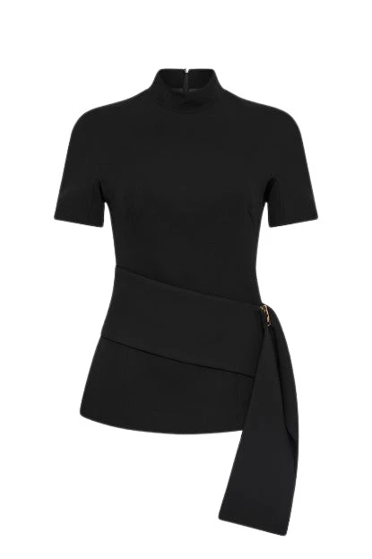 Carla-Zampatti-Black-Crepe-Fascia-Top36580_nobg Black Crepe Fascia Top - Image 1