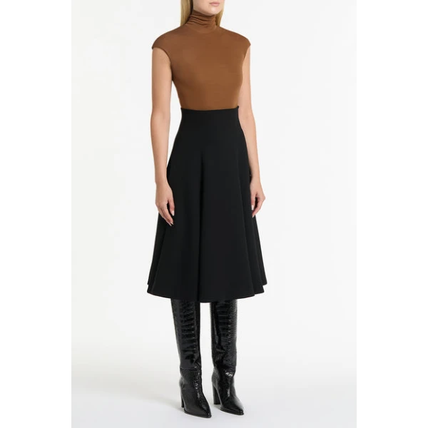 Black Crepe Flared Skirt - Image 4