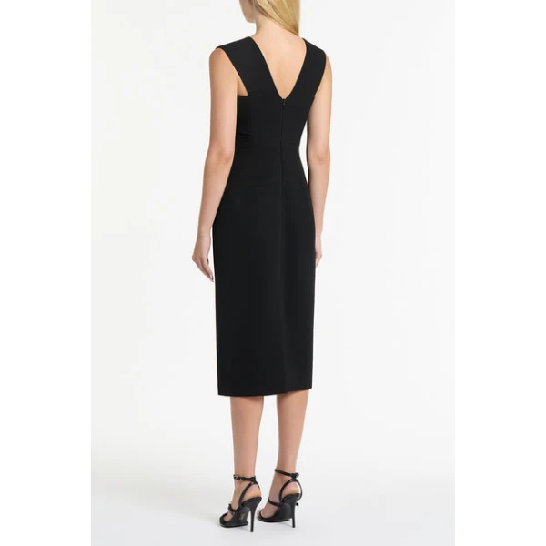 Black Crepe La Banda Midi Dress - Image 3