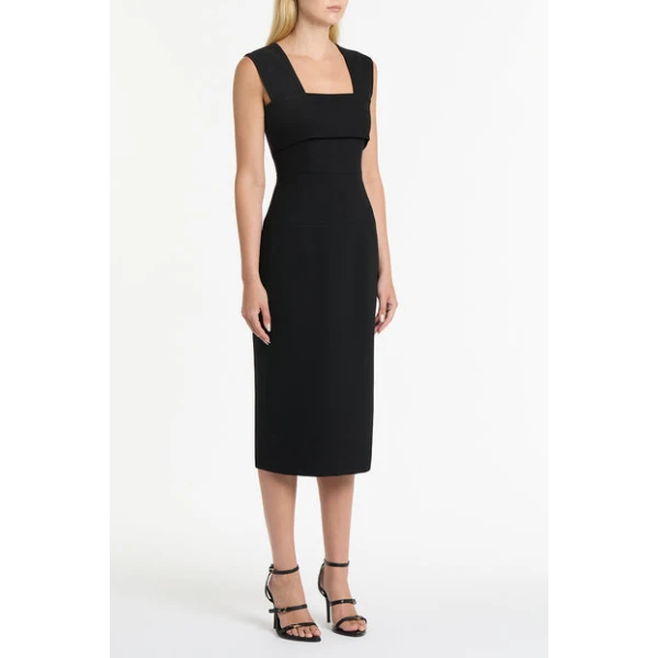 Black Crepe La Banda Midi Dress - Image 4
