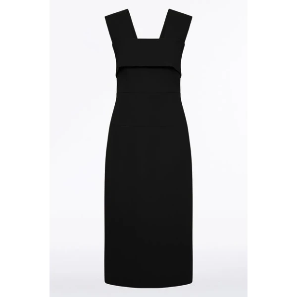 Black Crepe La Banda Midi Dress - Image 5
