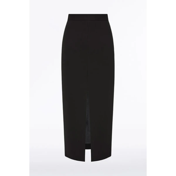Black Crepe Midi Pencil Skirt - Image 5
