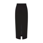 Black Crepe Midi Pencil Skirt